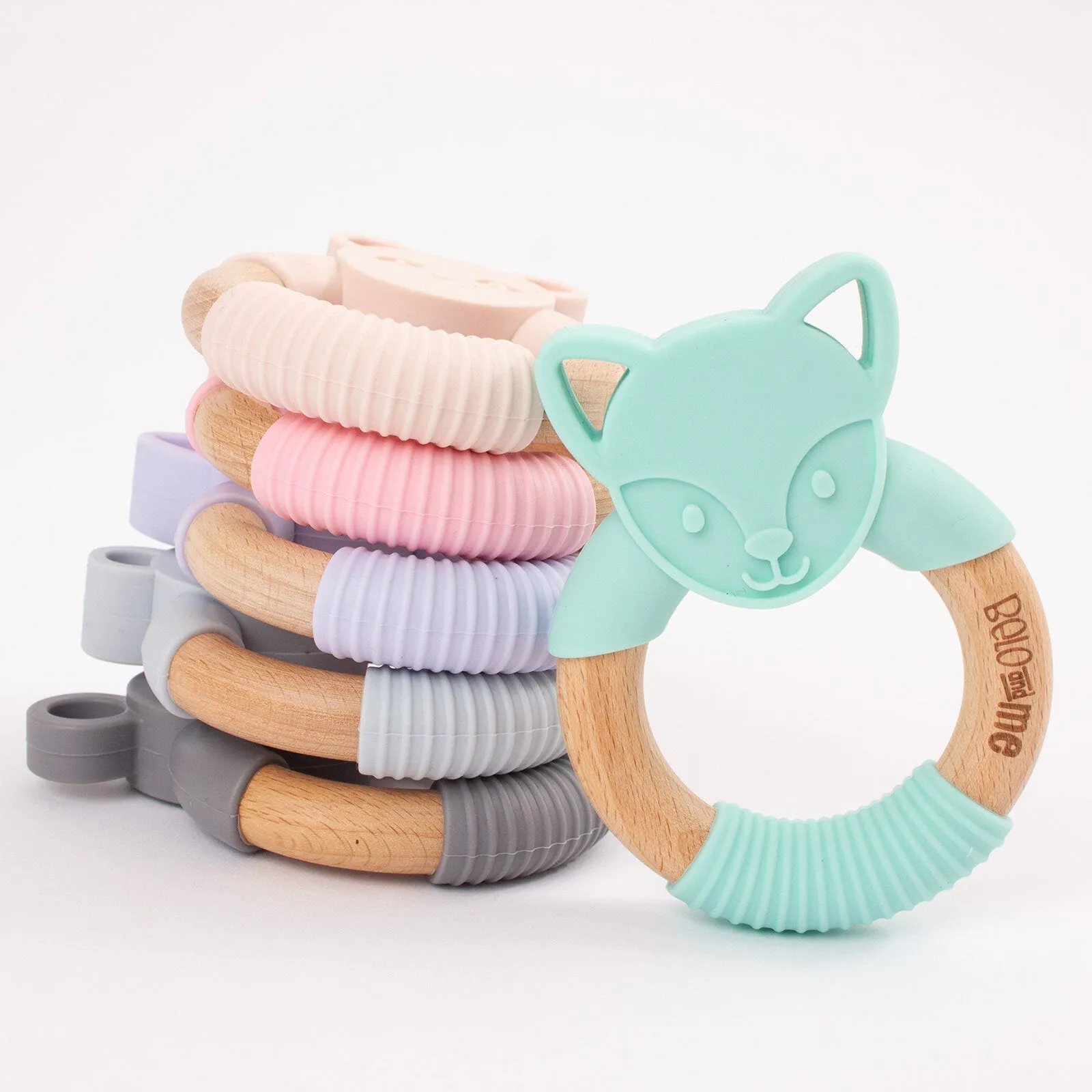 Belo&Me Monty Mouse Animal Wood Teether - Blue