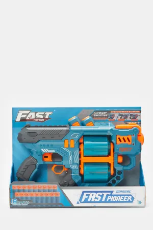 Blue Soft Bullet Toy Blaster With Grains (18 Piece)