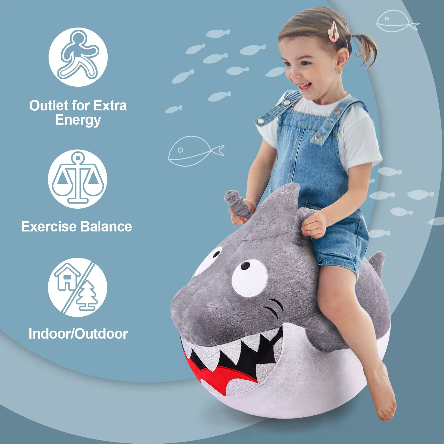 Bouncy Pals Kids Shark Hopper Ball Animal Toy