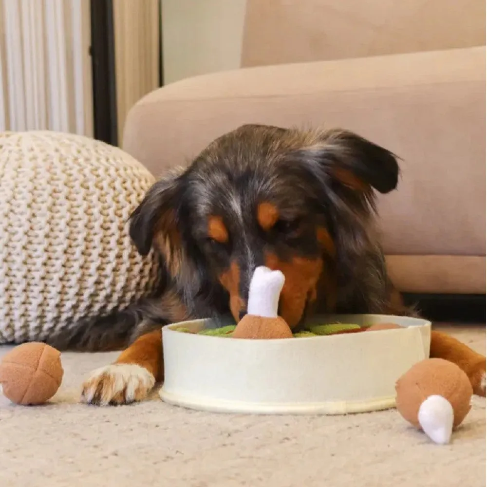 Chicken and Gravy Bowl Dog Snuffle Toy