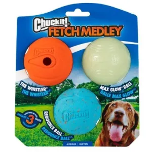 Chuckit Fetch Medley Assorted Medium 6.5cm Dog Toy (3Pk)