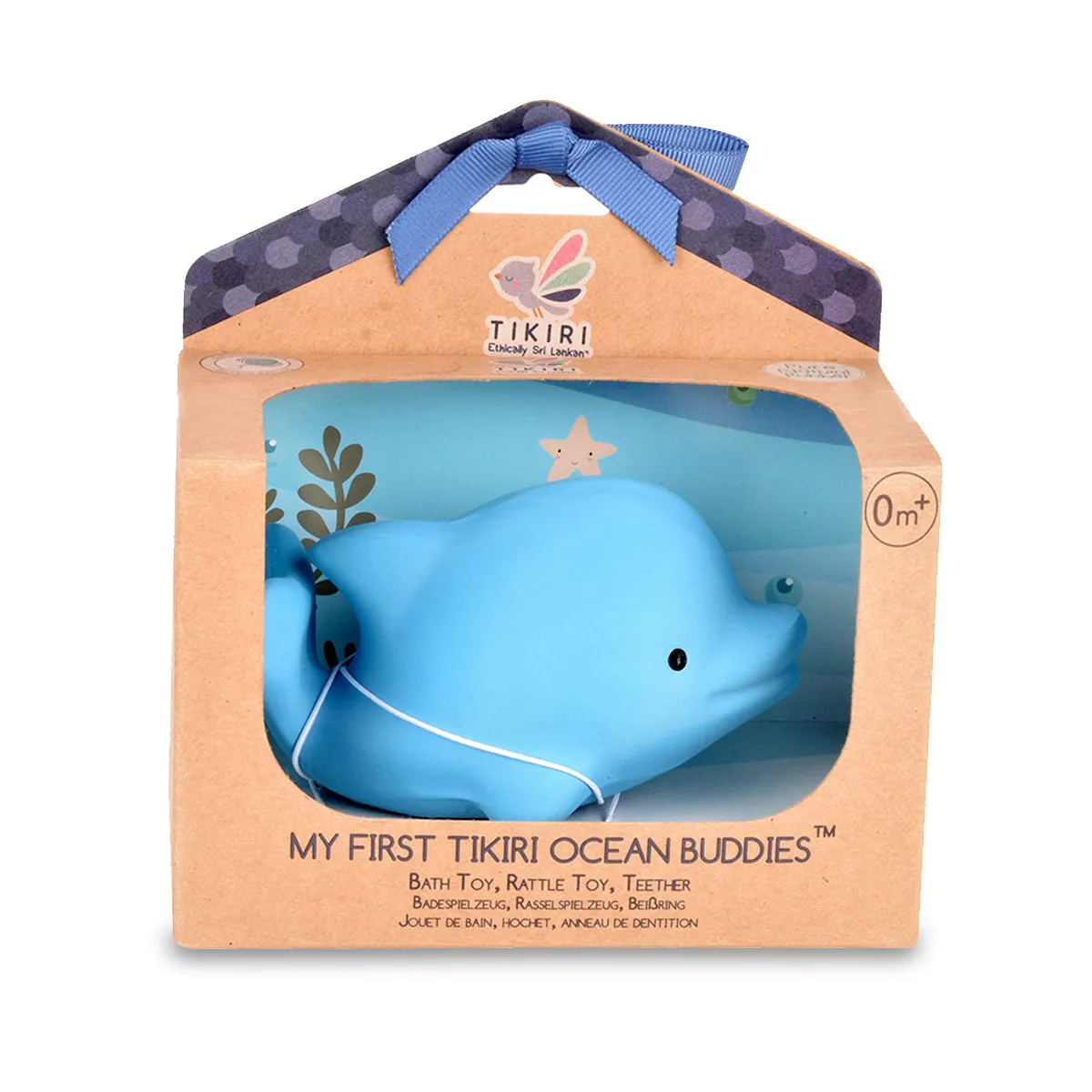 Dolphin Organic Natural Rubber Rattle, Teether & Bath Toy