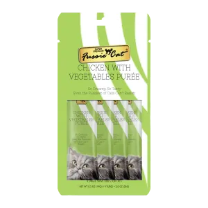 Fussie Cat Chicken With Vegetables Purée 0.5-oz, 4-Pack, Cat Treat