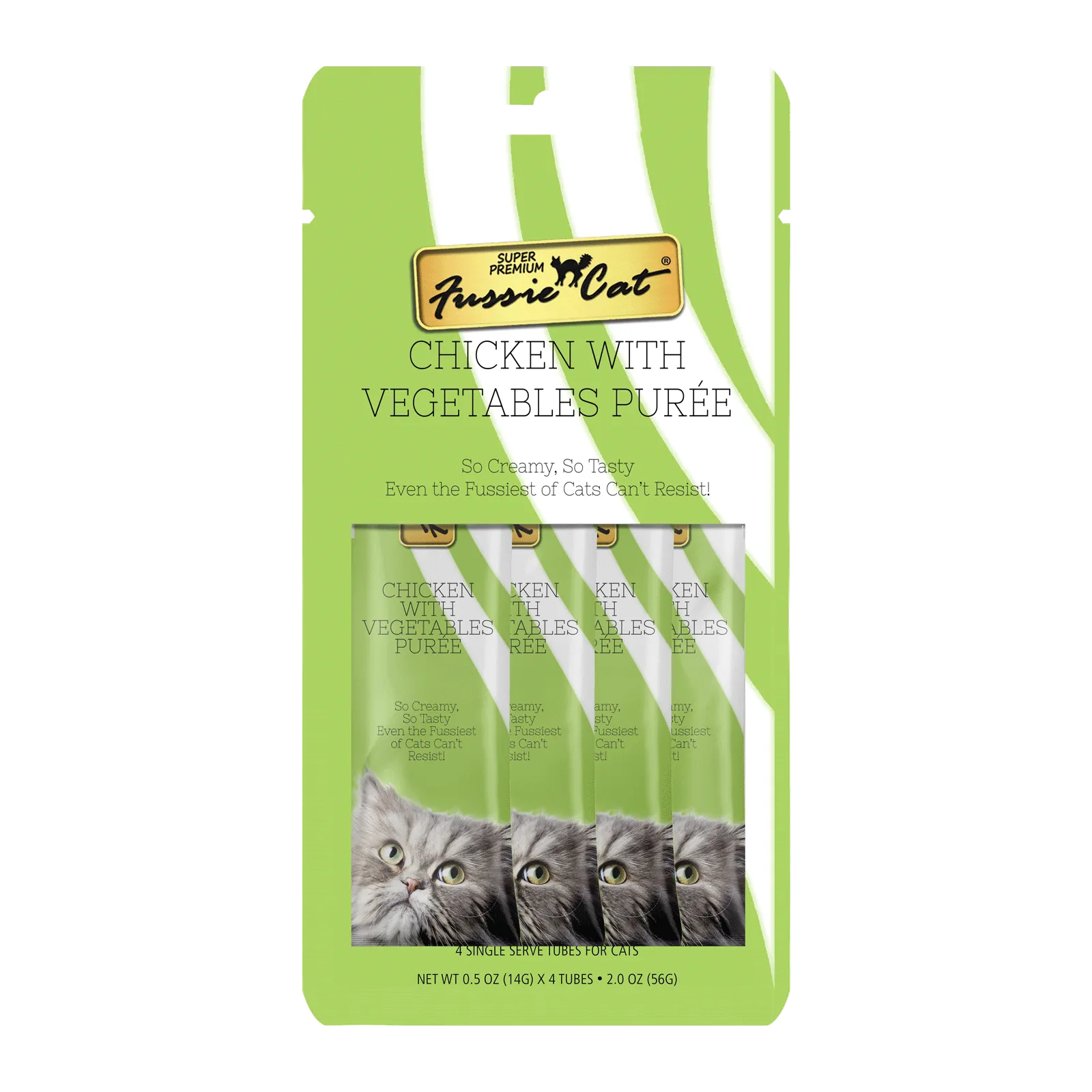 Fussie Cat Chicken With Vegetables Purée 0.5-oz, 4-Pack, Cat Treat