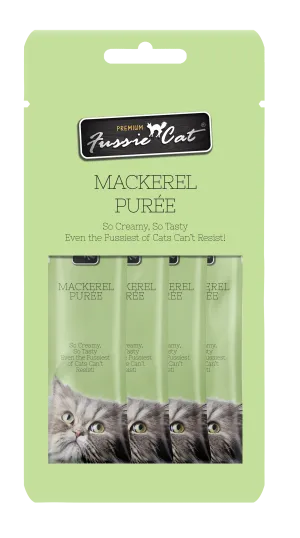 Fussie Cat Mackerel Purée 0.5-oz, 4-Pack, Cat Treat