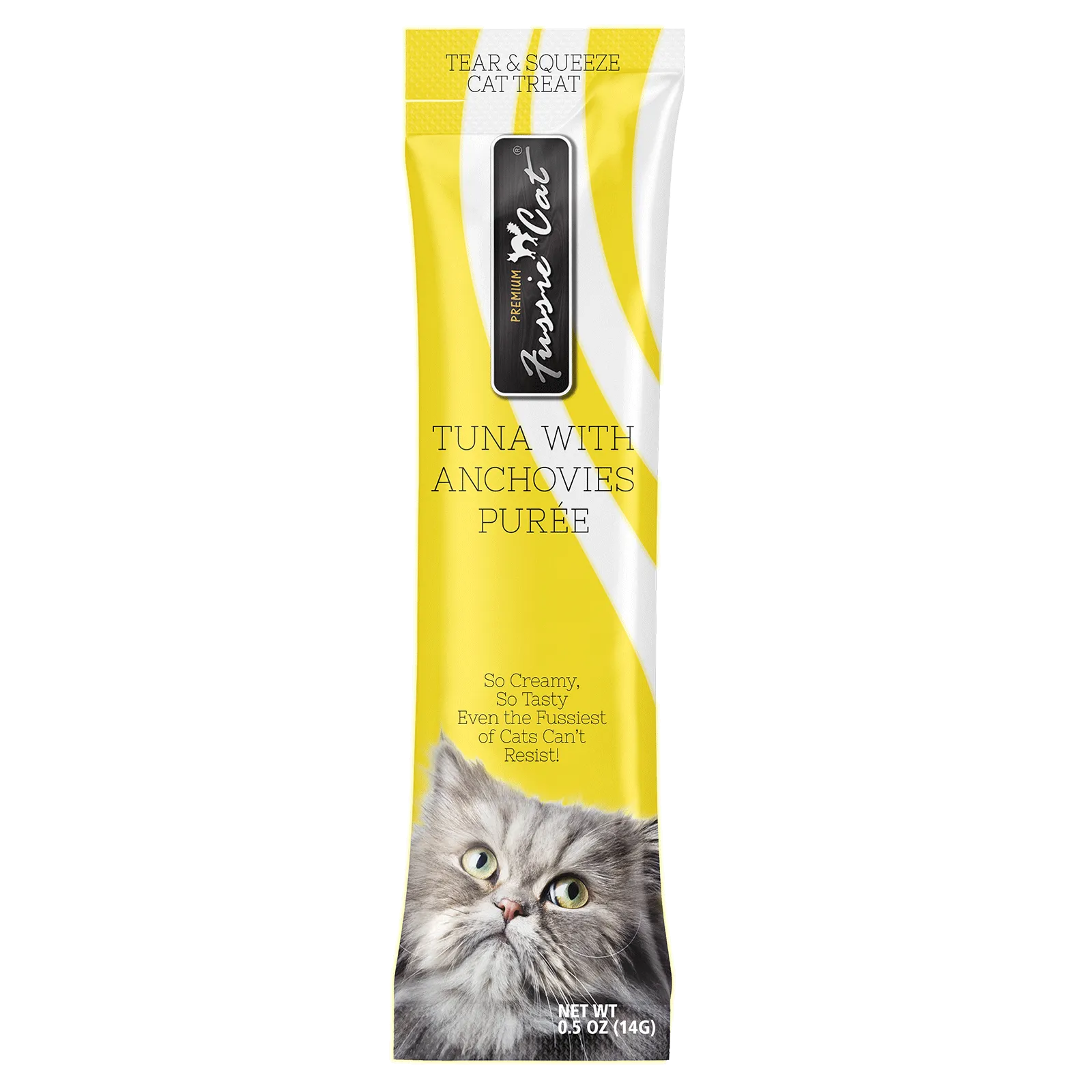 Fussie Cat Tuna With Anchovies Purée 0.5-oz, 4-Pack, Cat Treat