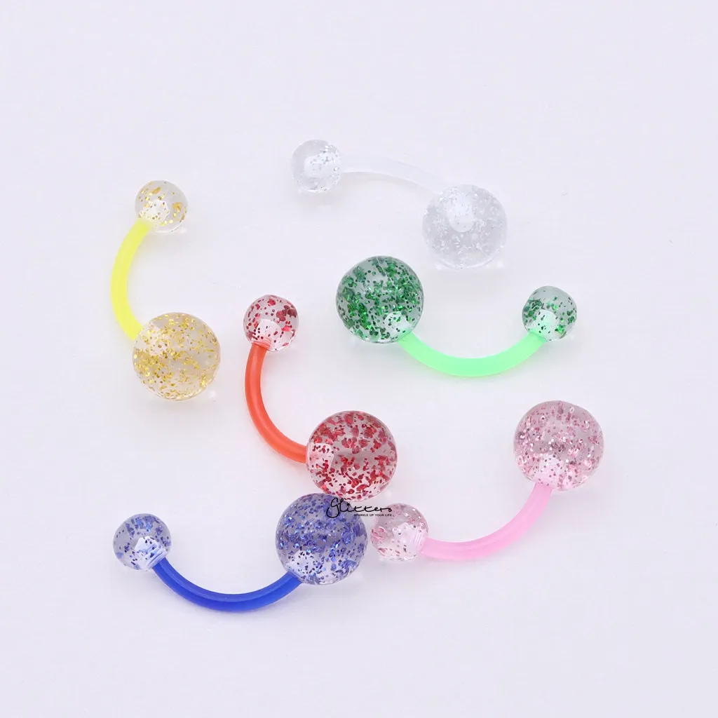 Glitters Acrylic Balls Belly Button Ring - Green