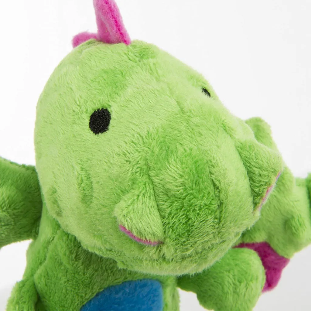 GoDog Dragons Skinny Chew Guard Squeaky Plush Dog Toy, Green, Large