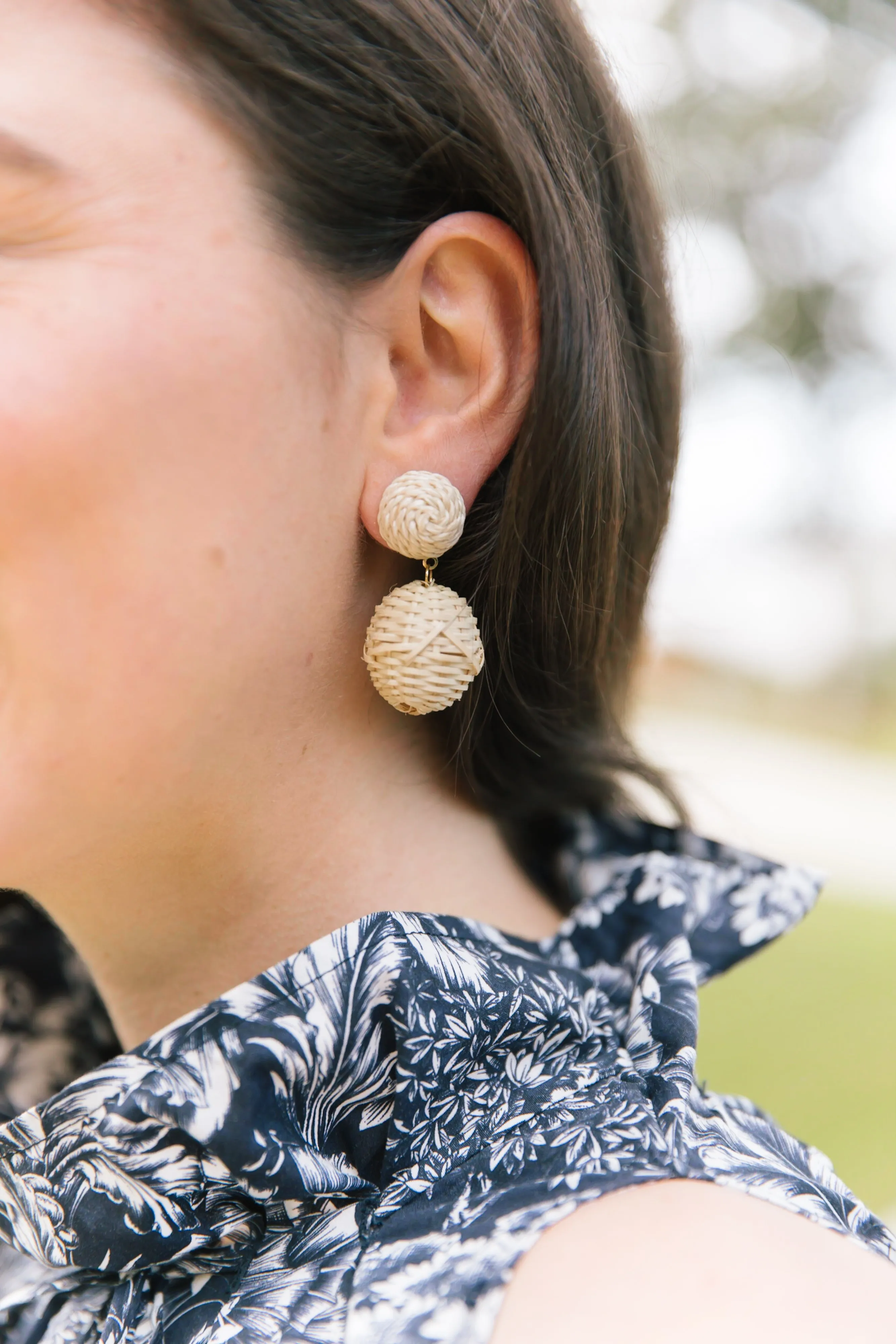 Grace Rattan Ball Earrings