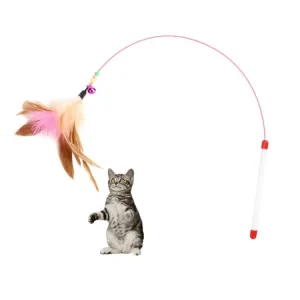 Interactive Feather Cat Play Stick with Bell