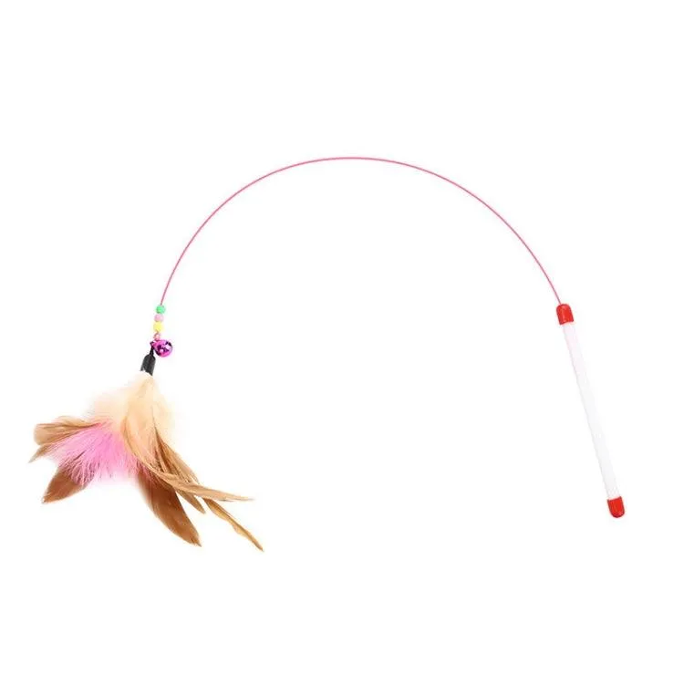 Interactive Feather Cat Play Stick with Bell