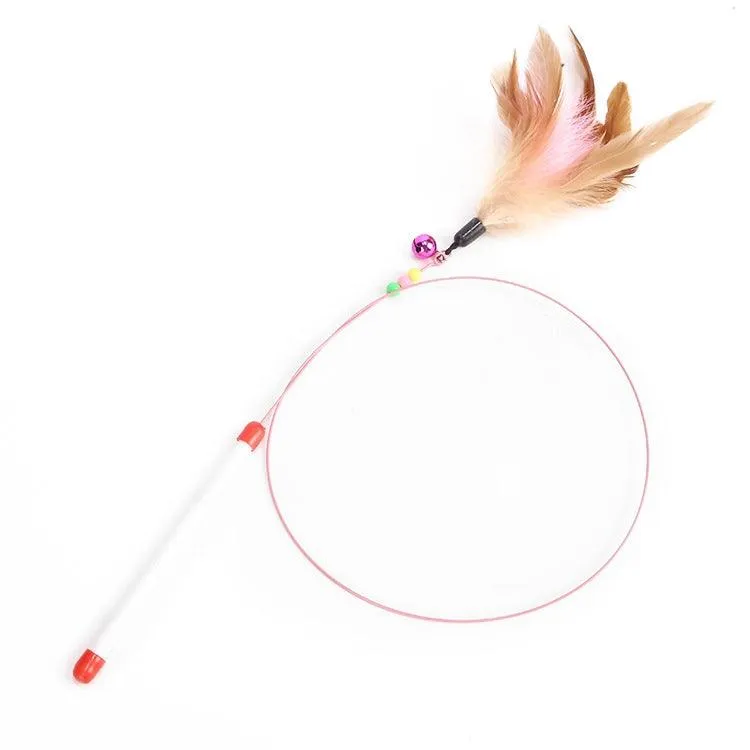 Interactive Feather Cat Play Stick with Bell