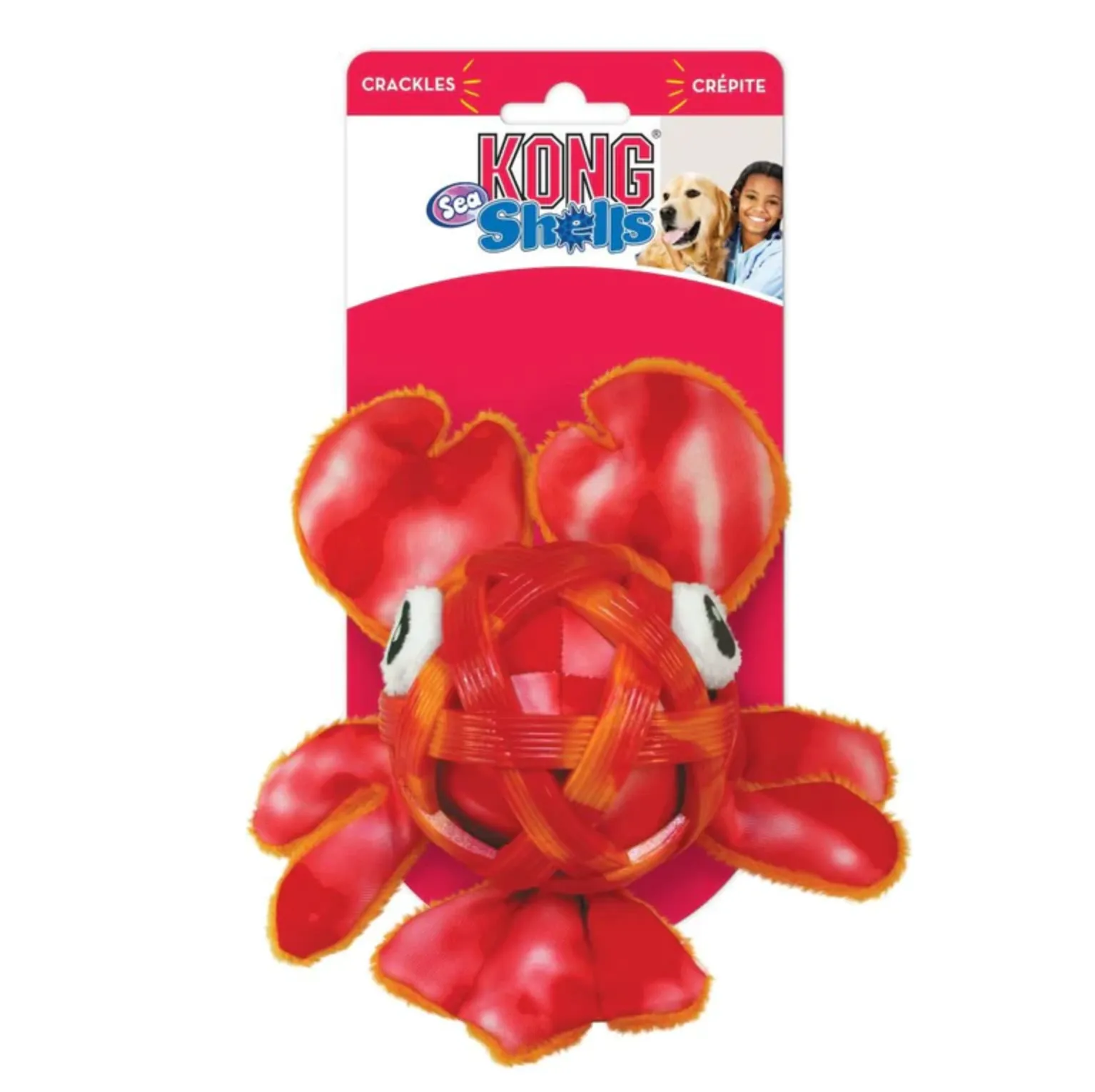 KONG Sea Shells Lobster Soft Crackly Toy - Medium / Large