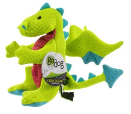 LG. GODOG DRAGONS DOUBLE CHEW GUARD SQUEAKY PLUSH DOG TOY