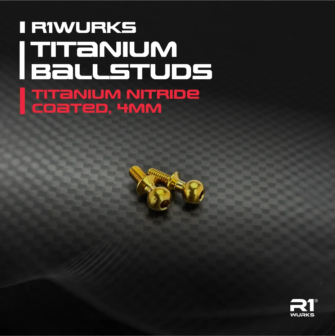 R1WURKS Titanium Ballstuds, Titanium Nitride Coated, 4mm