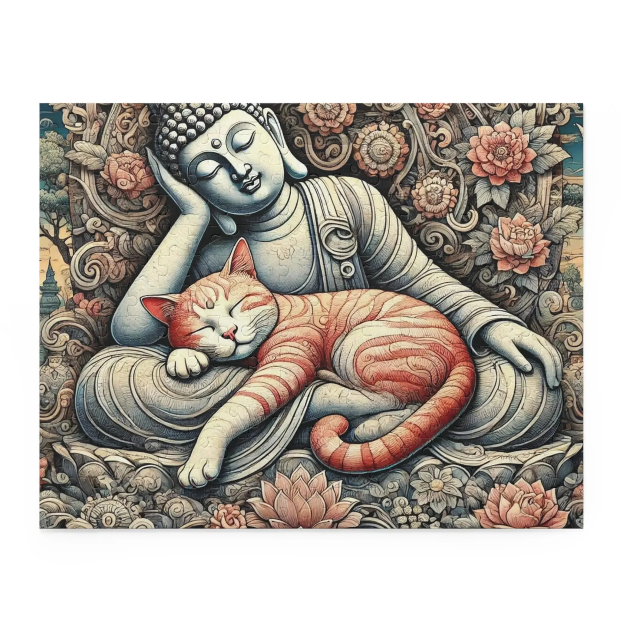 Resting Buddha Cat Naps - Cat Lover Gift 120, 252, or 500 -piece options