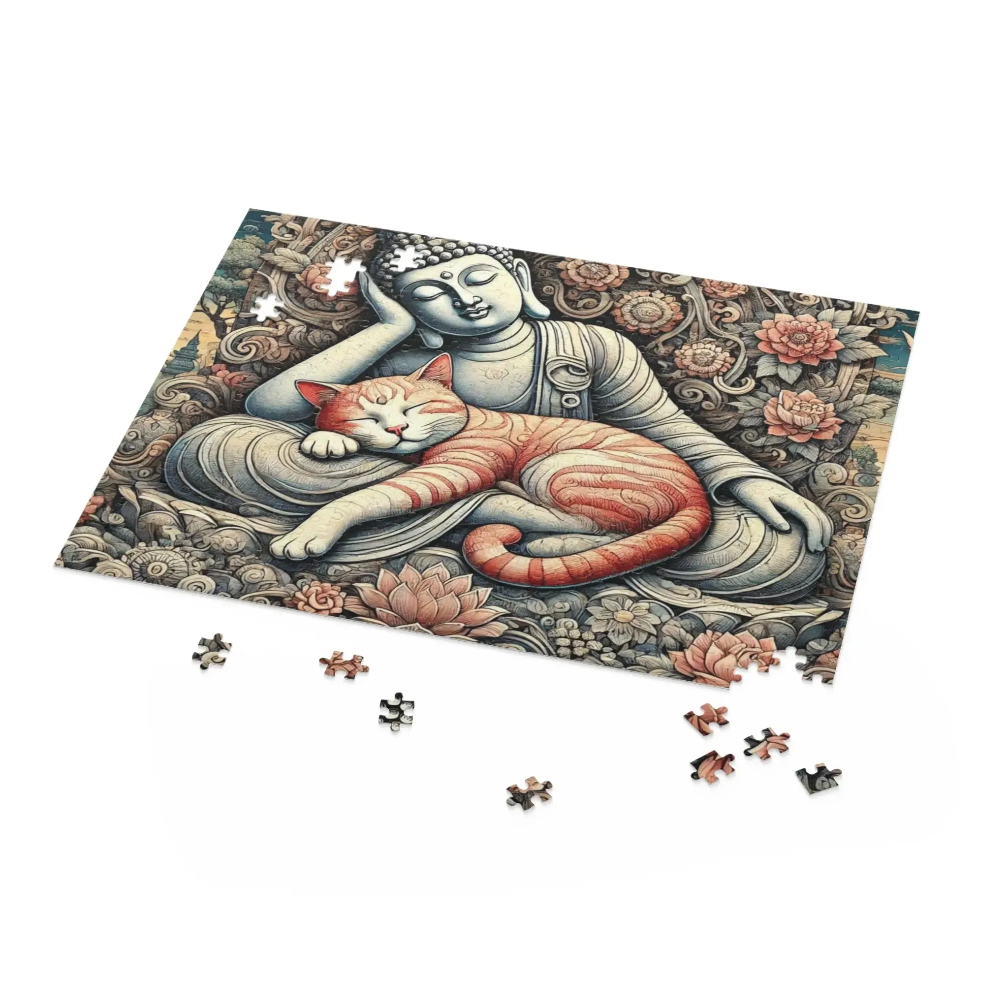 Resting Buddha Cat Naps - Cat Lover Gift 120, 252, or 500 -piece options