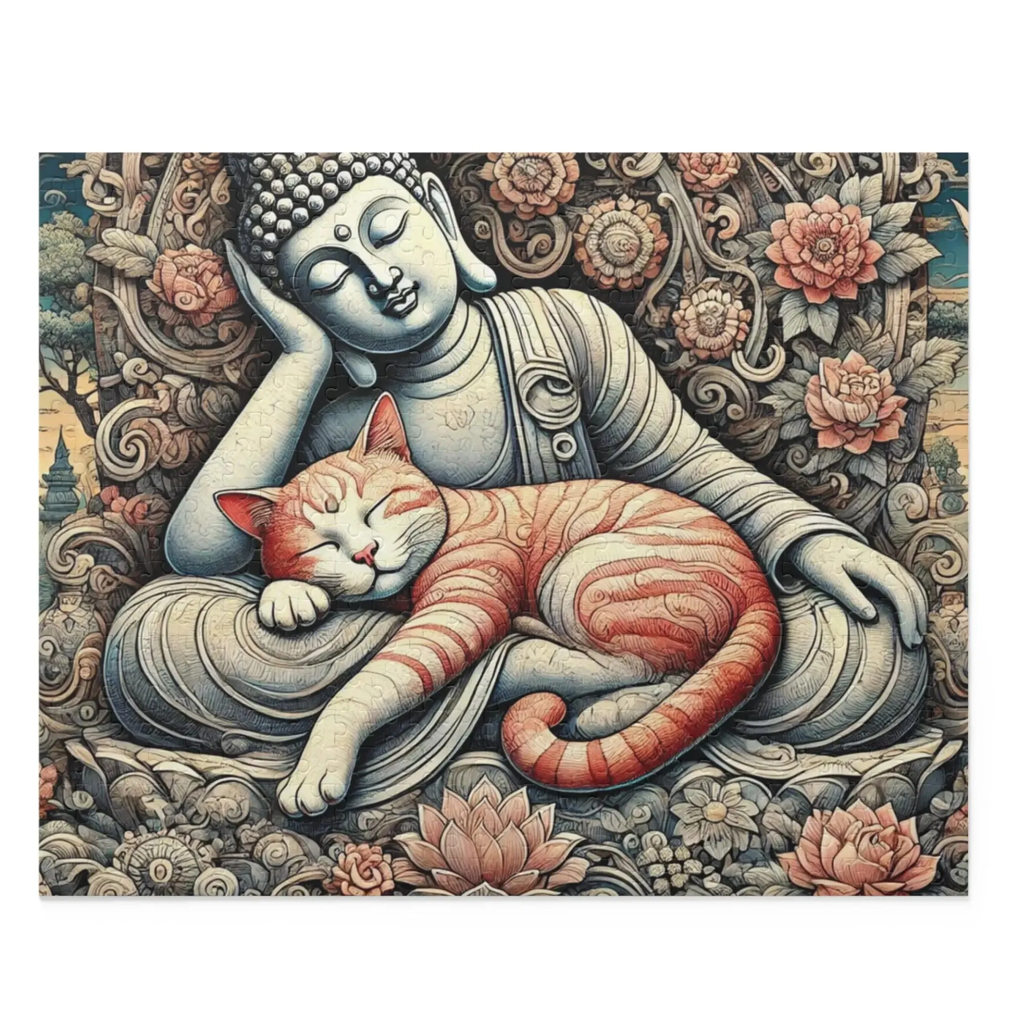 Resting Buddha Cat Naps - Cat Lover Gift 120, 252, or 500 -piece options