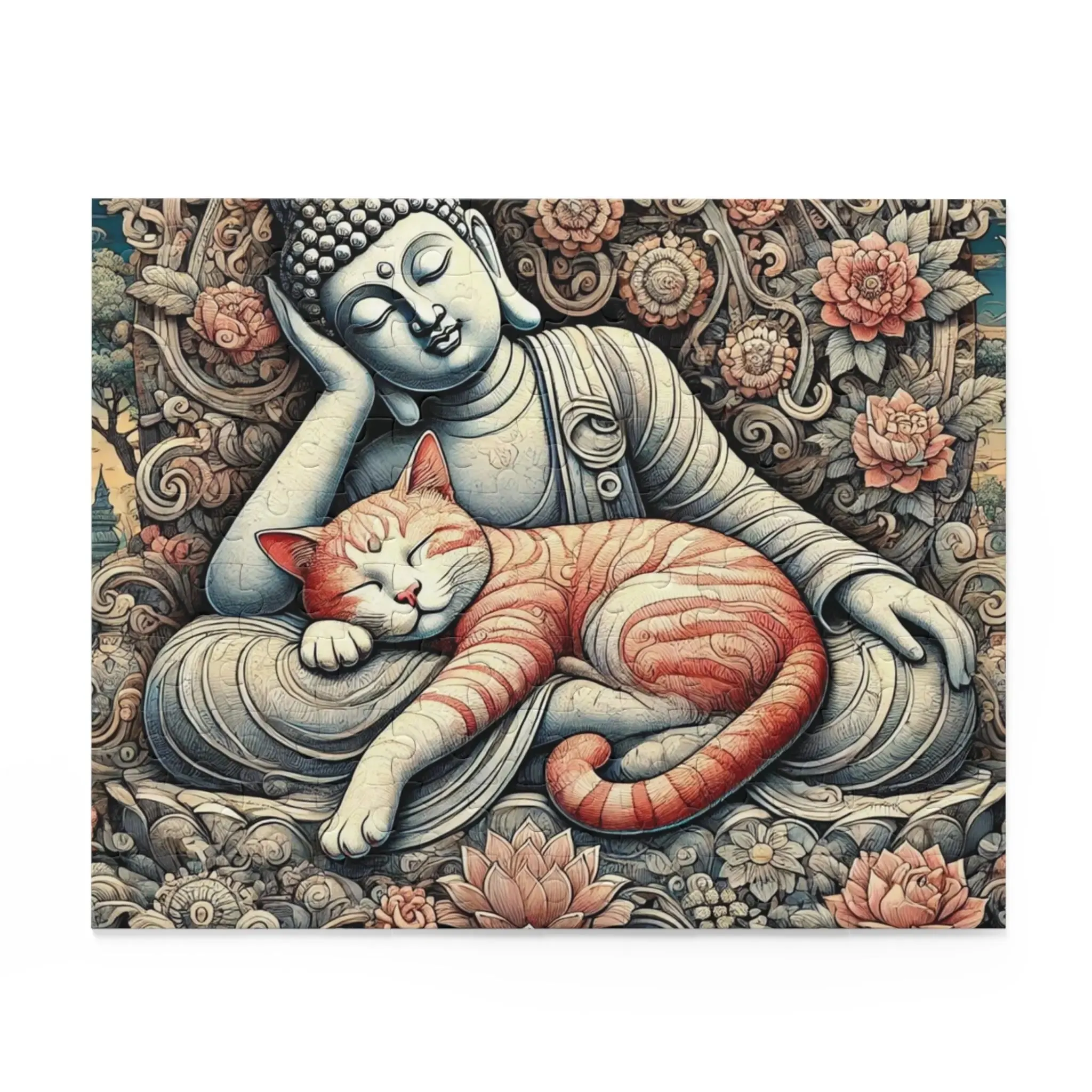 Resting Buddha Cat Naps - Cat Lover Gift 120, 252, or 500 -piece options