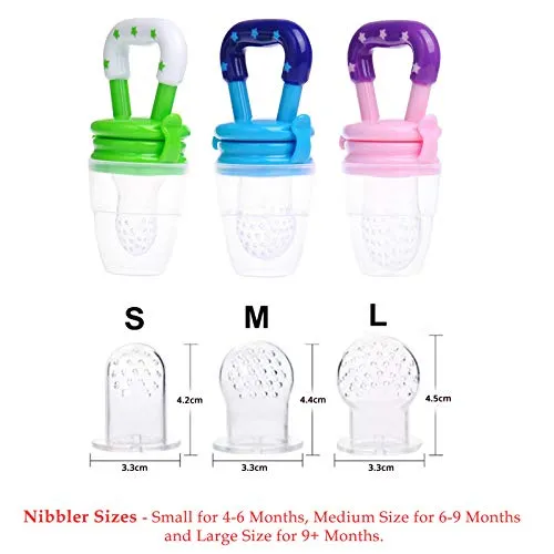 Safe-O-Kid, Veggie Fruit Nibbler/Silicone Food, Soft Pacifier/Feeder for Baby- Green