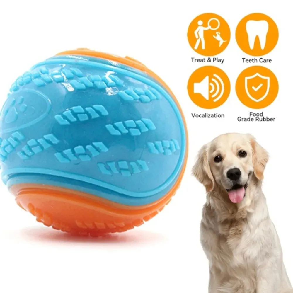 Squeaky Dog Chew Ball - Soft TPR Toy for Teeth Cleaning and Training