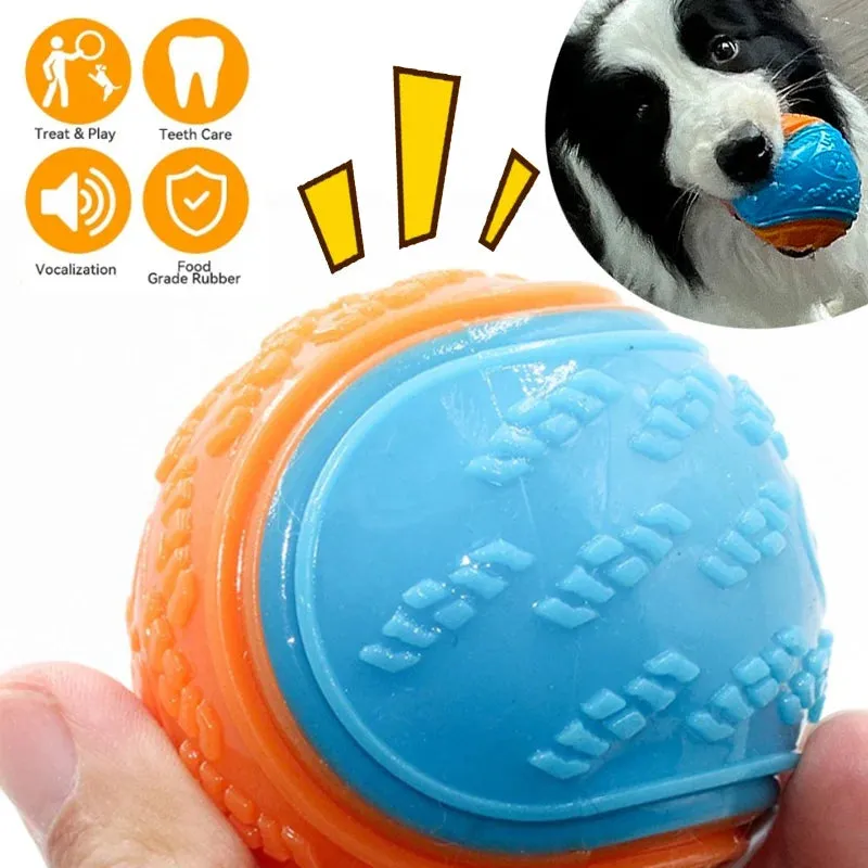 Squeaky Dog Chew Ball - Soft TPR Toy for Teeth Cleaning and Training