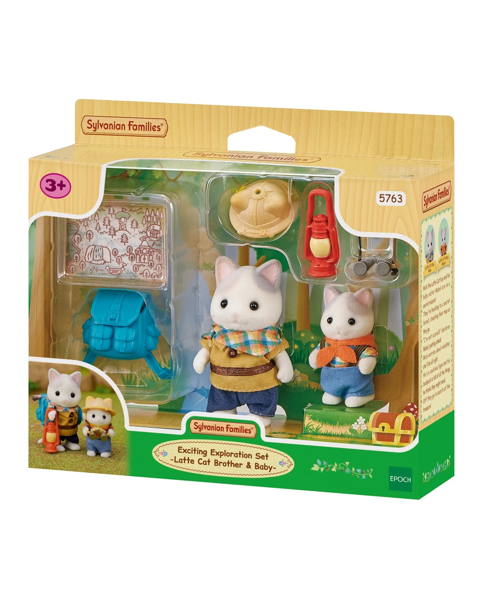 Sylvanian Families Exciting Exploration Set Latte Cat Brother and Baby