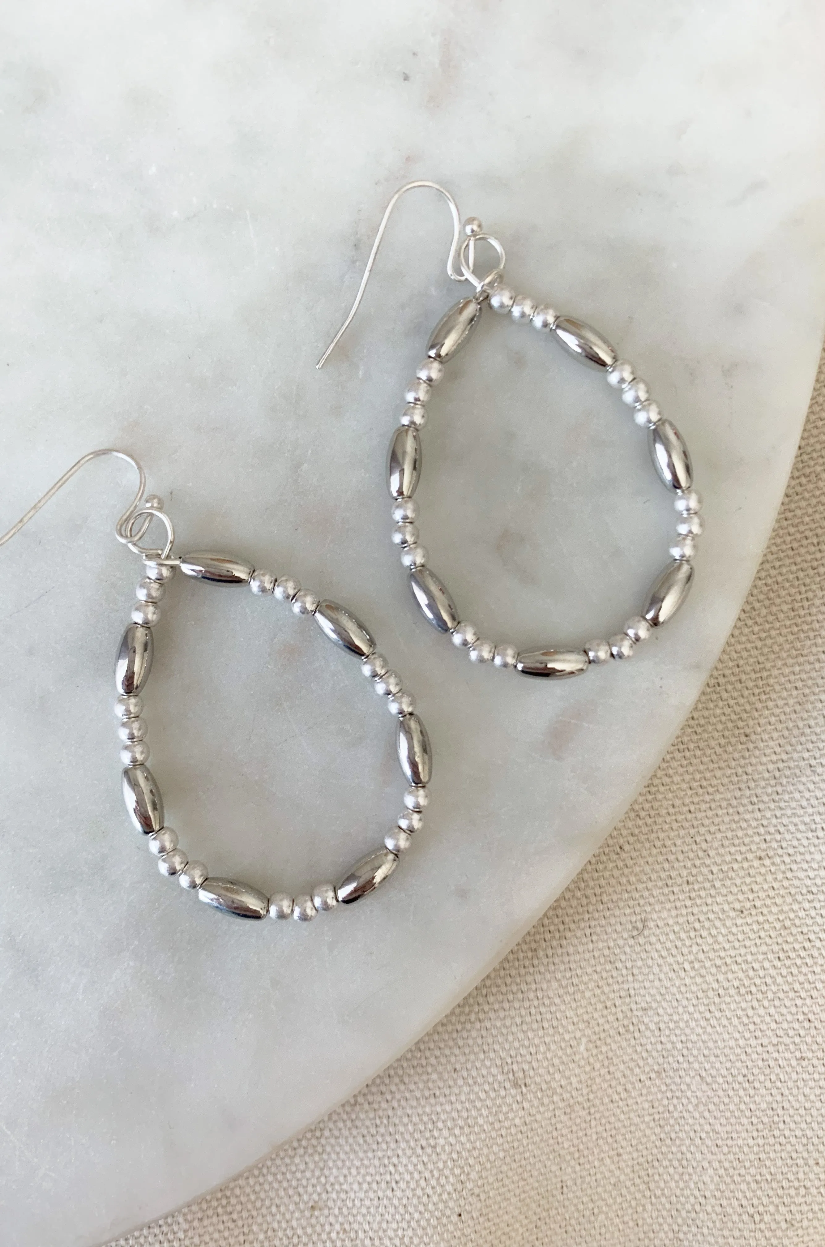 Teardrop Long & Ball Beaded Earrings