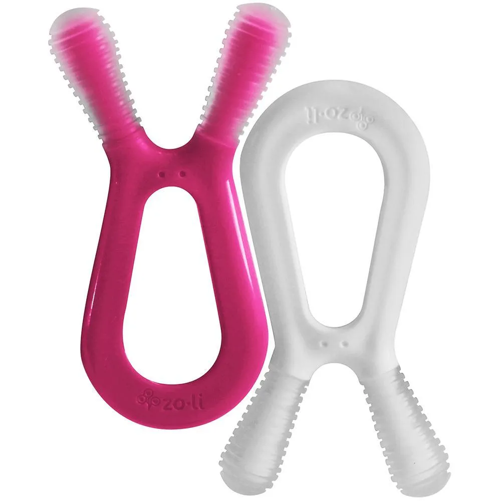 ZoLi Bunny dual nub Teethers Pink White